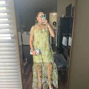 Sugarlips Leafy Green Maxi Dress